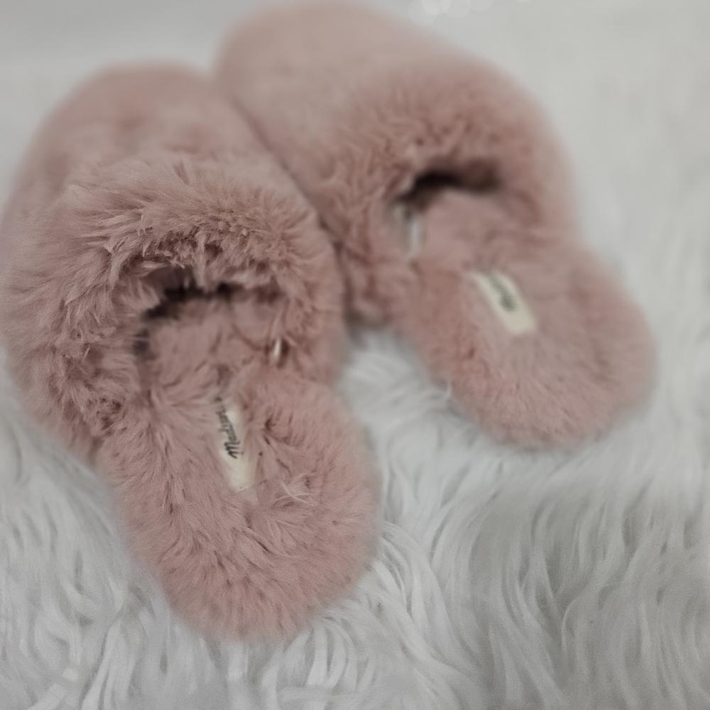 Madewell Pink Fuzzy Slippers Madewell Wallis Faux Fur Slipper Forgotten Petal 6 View 6